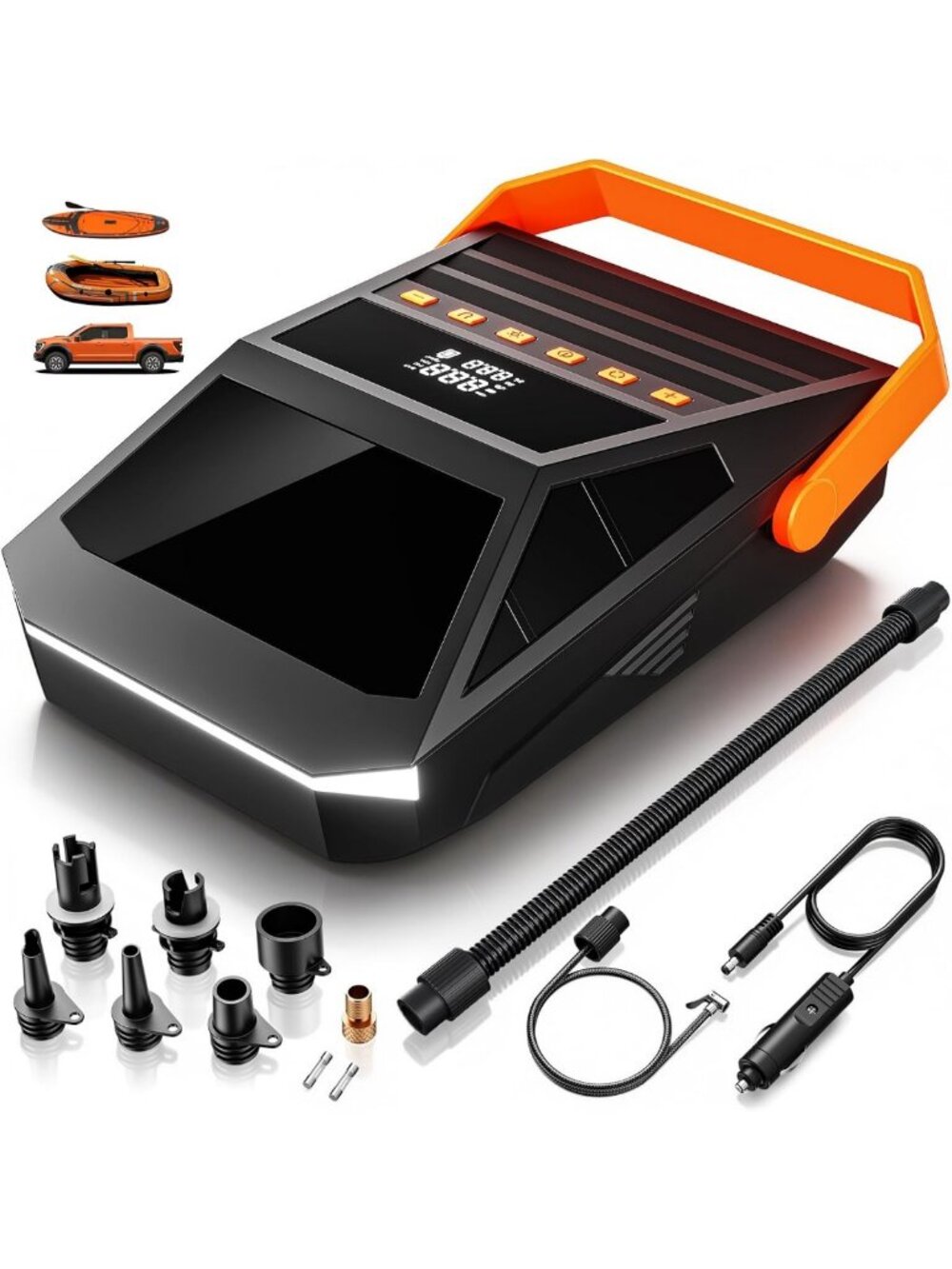 Portable Electric Paddle Board Pump - 50PSI High Pressure, Auto-Off, 12V DC